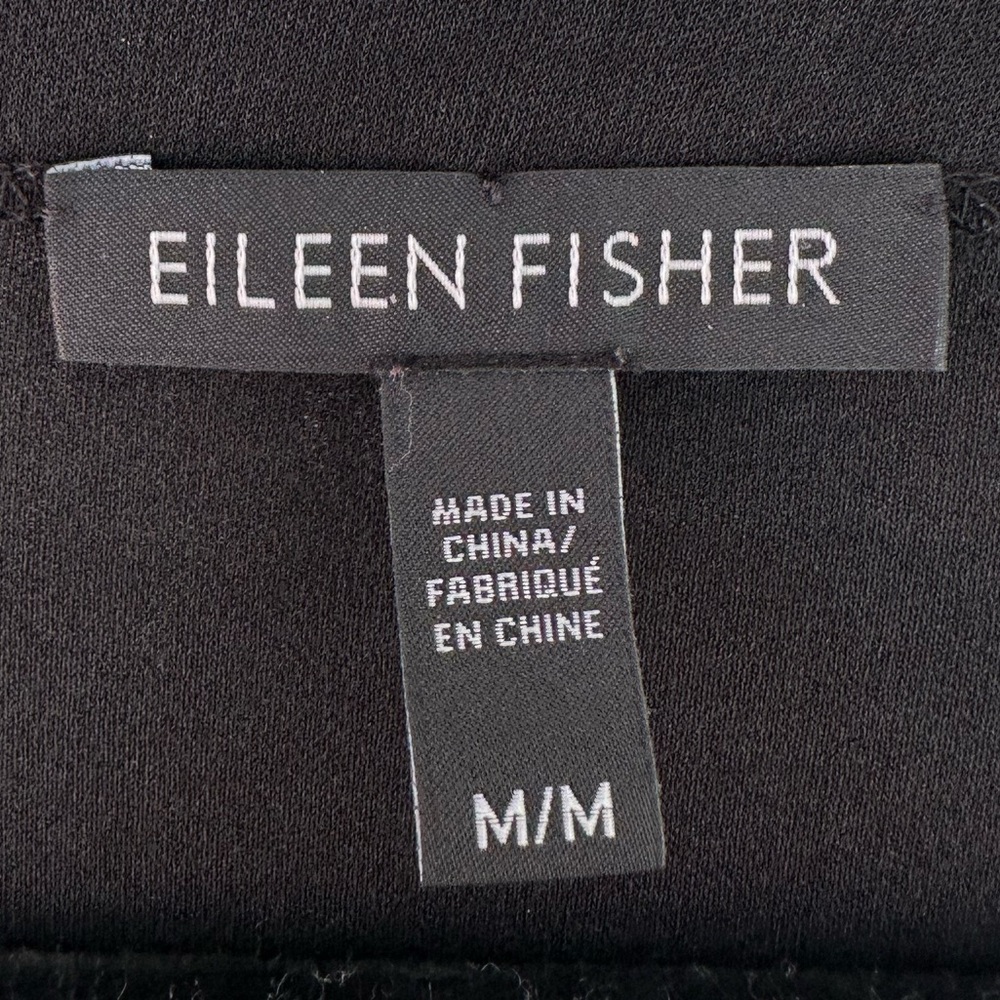 Eileen Fisher Silk Mini Dress Black Medium Long Sleeve - Picture 4 of 5
